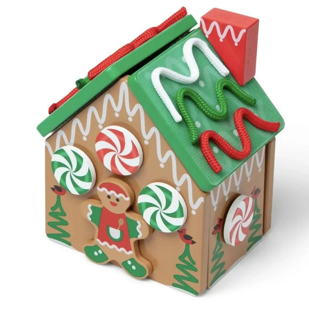 Melissa & Doug Wooden Gingerbread House Christmas Holiday Playset 38 Pcs NEW